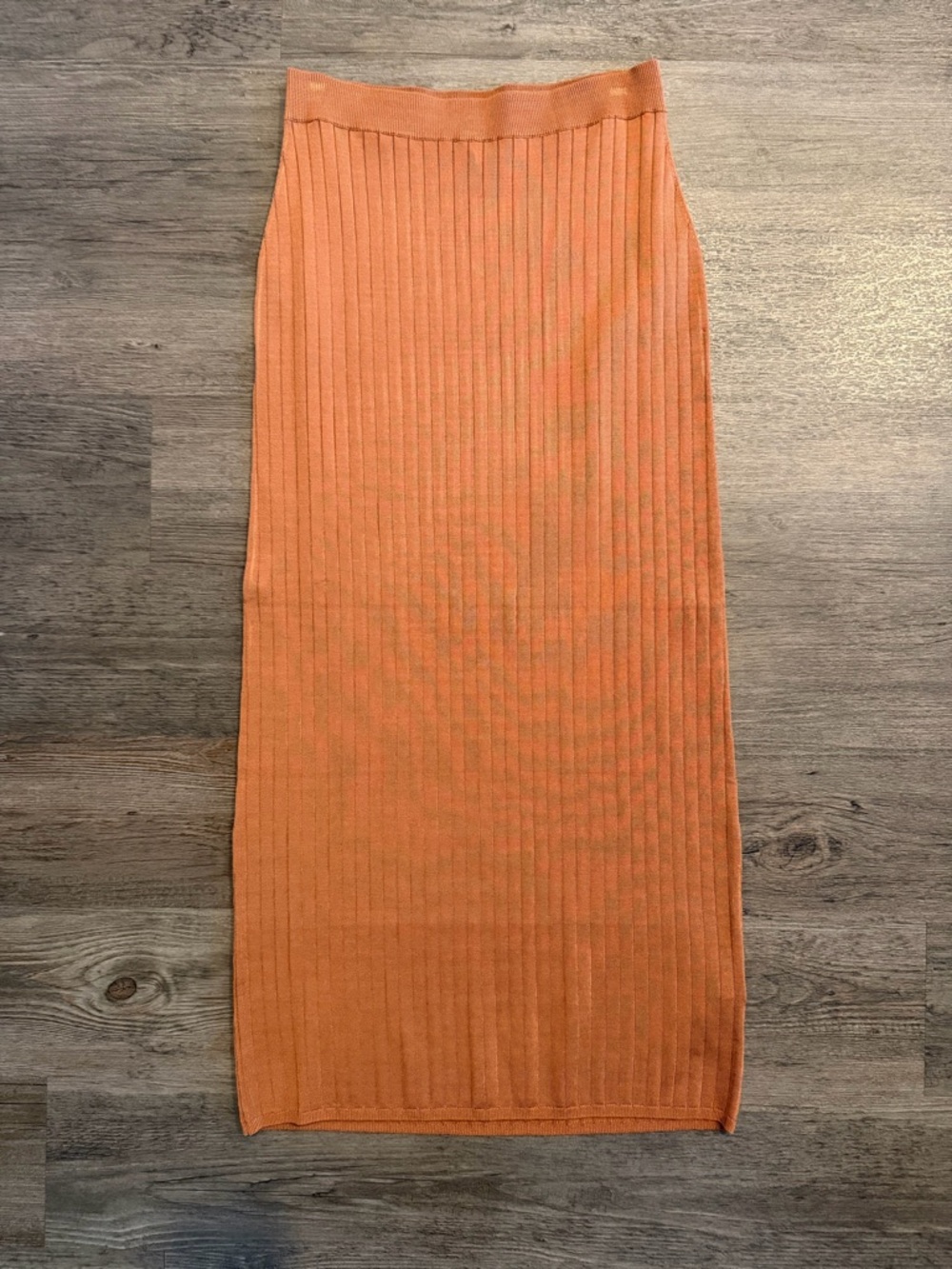 Free People Rust Orange Ribbed Midi Skirt